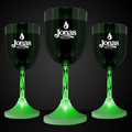 5 Day 8 Oz. Green LED Imprintable Wine Glass w/ Spiral Stem